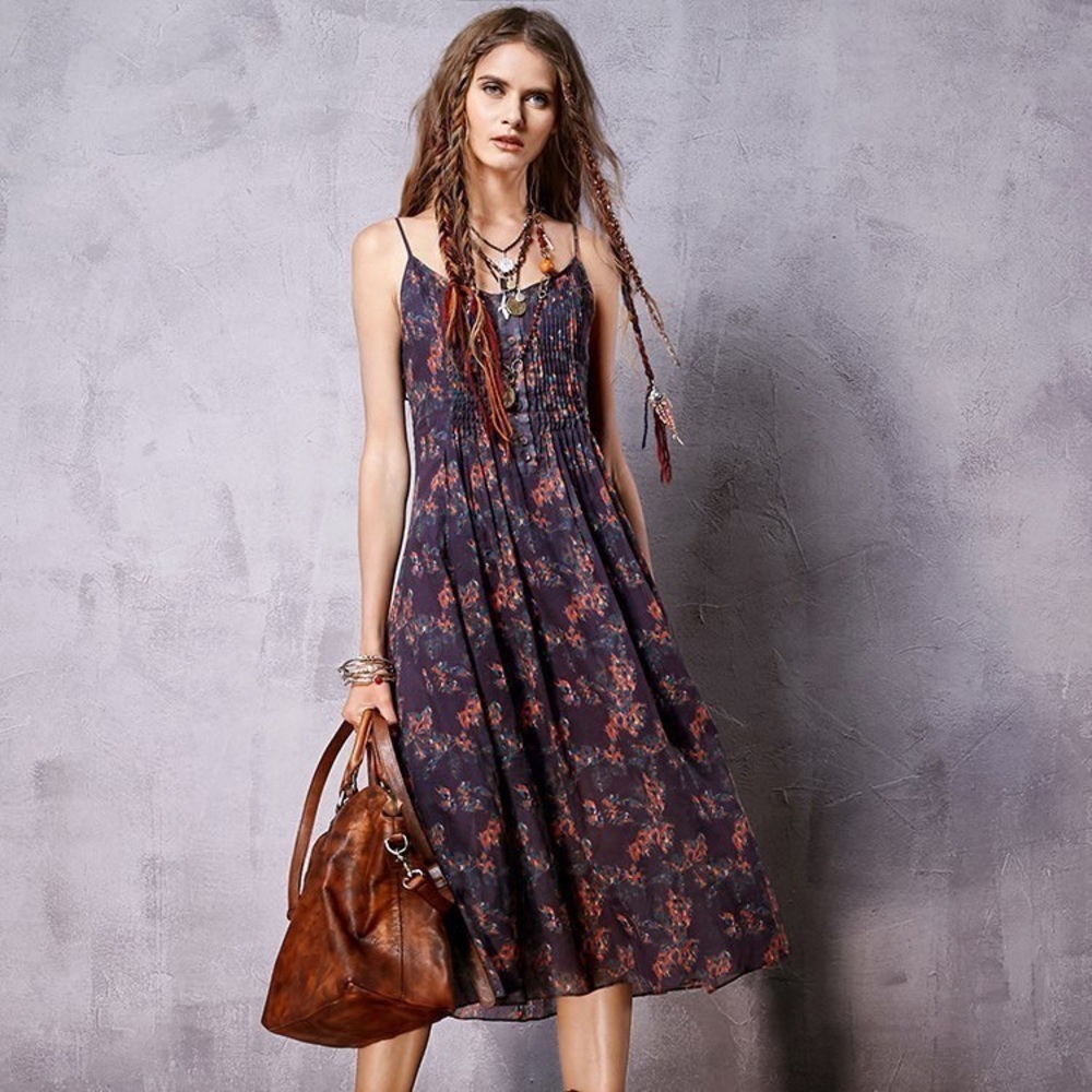 Floral Print 3/4 Maxi Dress